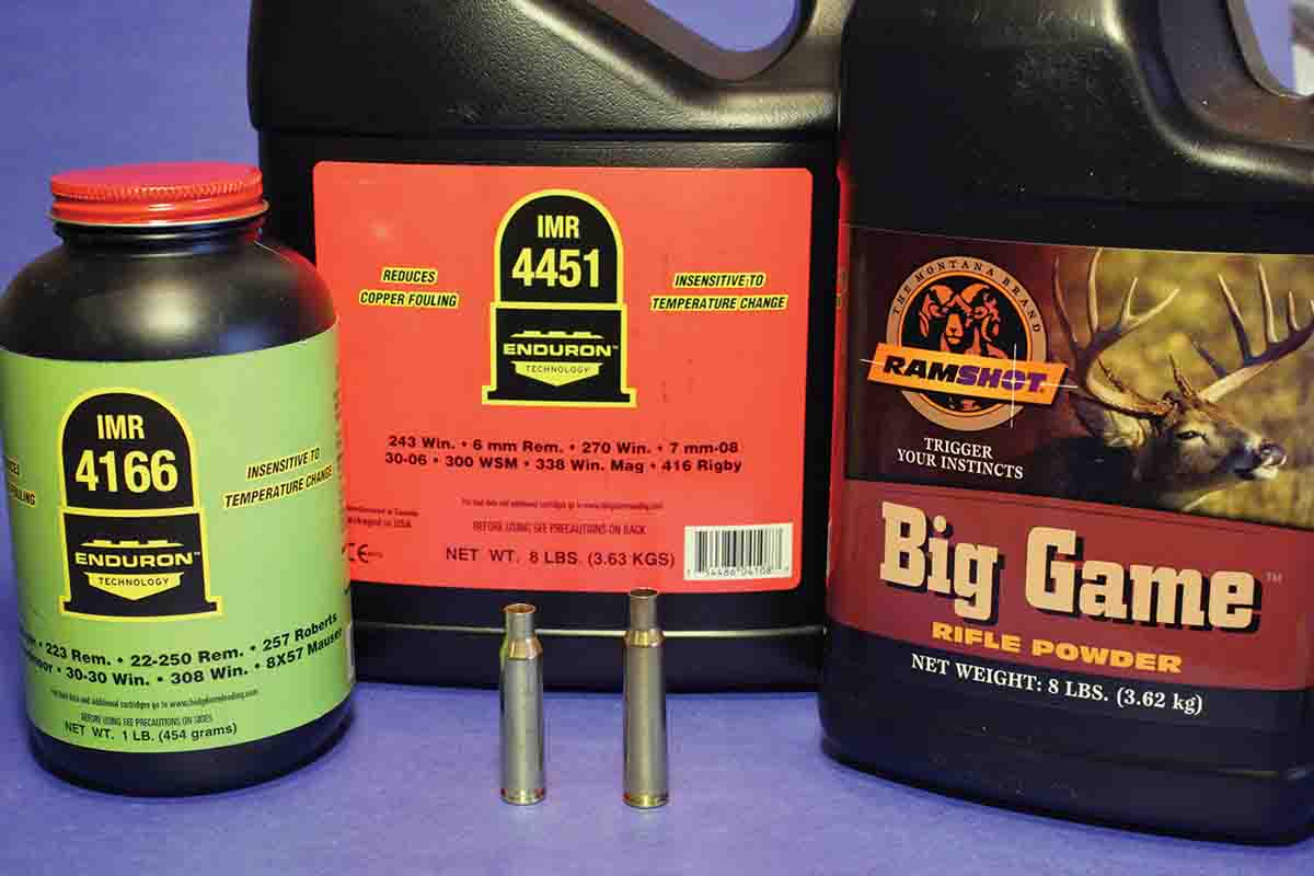 John found out that 7mm-08 Remington (left case) load data works great in modern 7x57 (right caase) loads, providing access  to many newer powders.